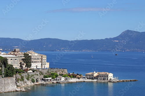 Corfu town and sea landscape Greece