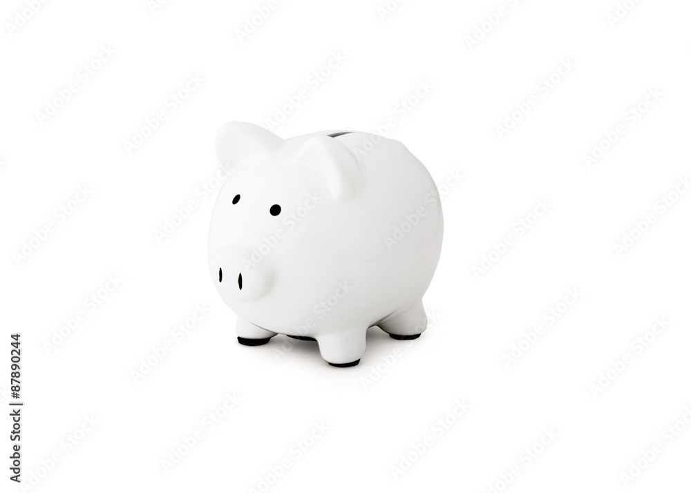 close up of a white piggy bank