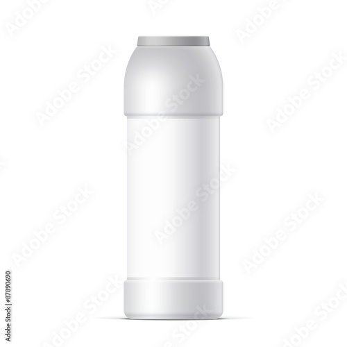 White plastic bottle. For cleaning powder