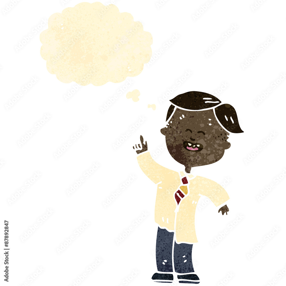 retro cartoon school boy with idea retro cartoon school boy with idea