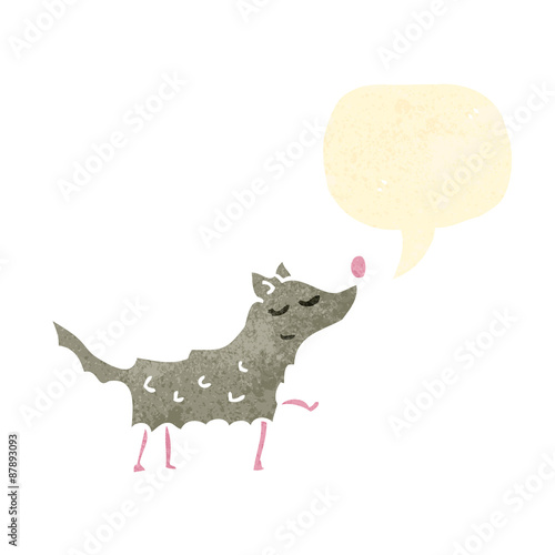 retro cartoon little dog with speech bubble