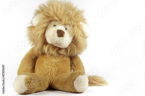Stuffed lion on white background