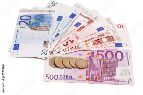 Money euro coins and banknotes 