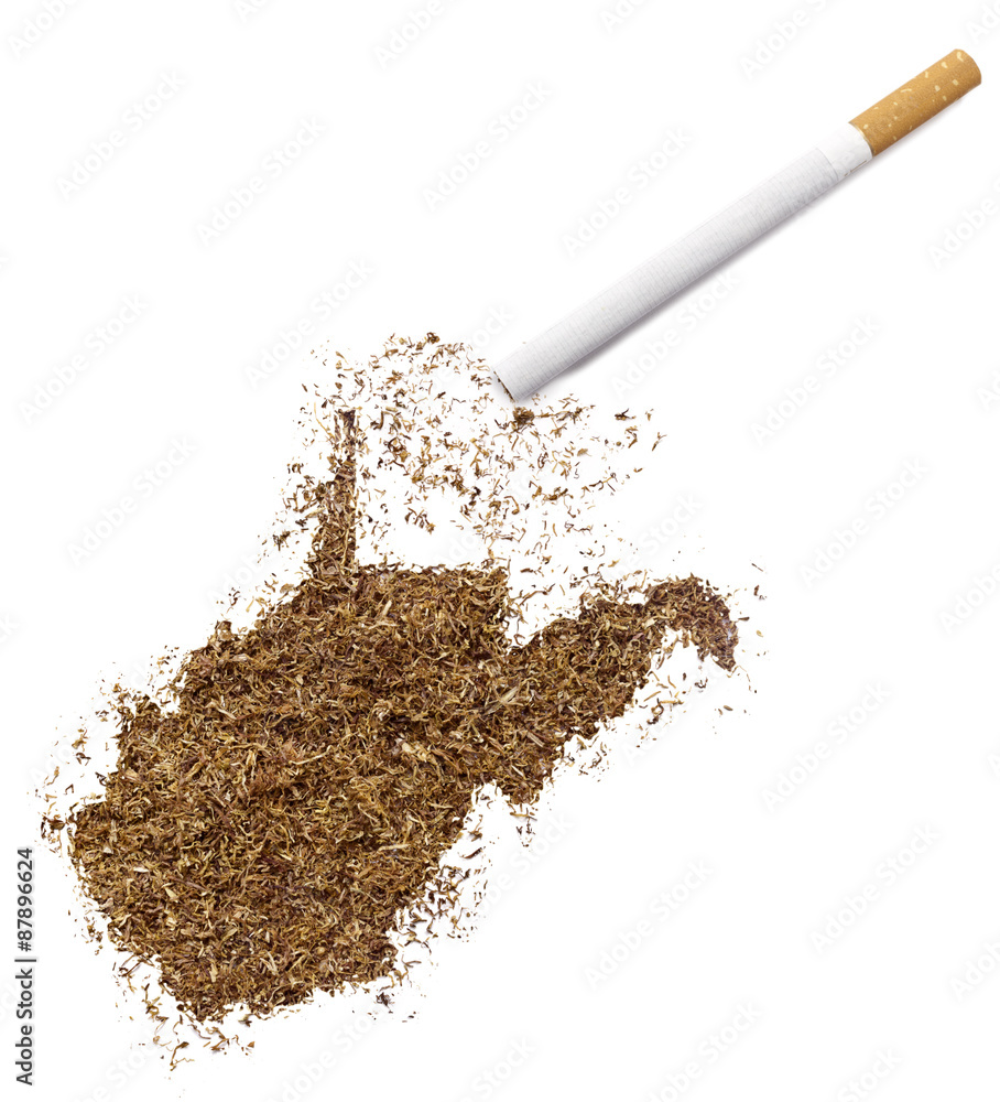 Tobacco shaped as West Virginia and a cigarette.(series) Tobacco shaped as West Virginia and a cigarette.(series)