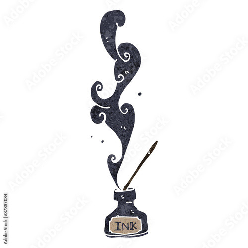 retro cartoon ink bottle
