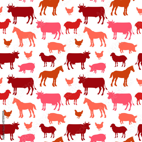 Beautiful farm animals seamless pattern in color for background