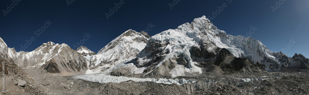 Mount Everest and the Khumbu Glacier, Himalayas, Nepal.