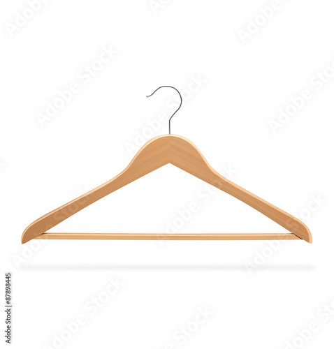 Wood hanger isolated on white background. Vector illustration