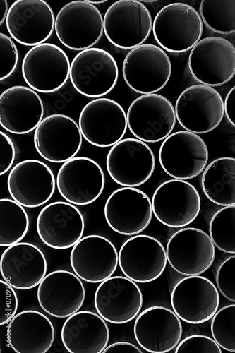 Stack of round metal tube