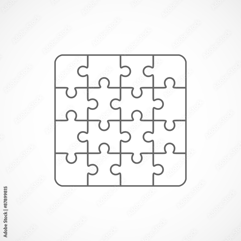 Jigsaw puzzle blank template sixteen elements Jigsaw puzzle blank template sixteen elements