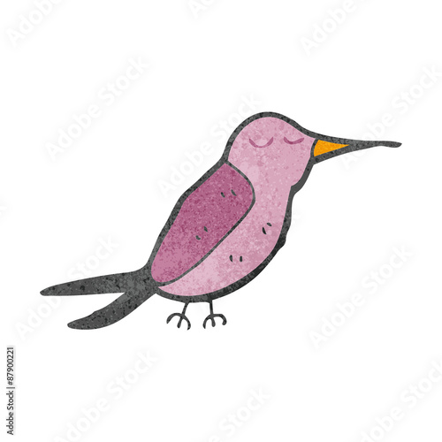 retro cartoon hummingbird