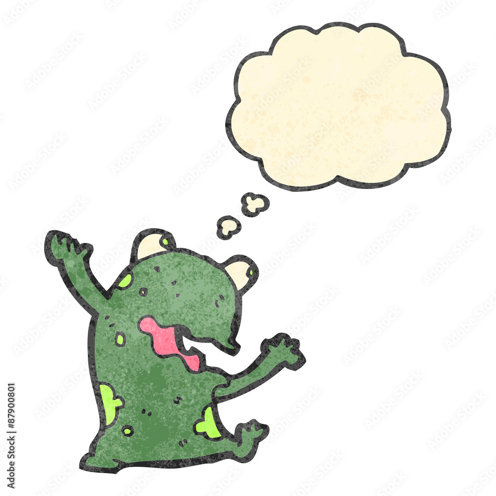 retro cartoon frog with thought bubble retro cartoon frog with thought bubble