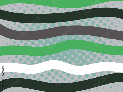 Abstract color ribbons with green halftone