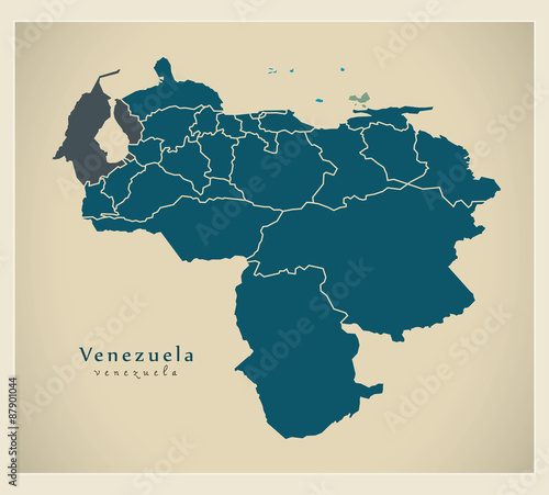 Obraz na plátne Modern Map - Venezuela with federal states VE