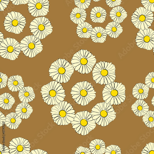 Seamless wreaths of camomiles