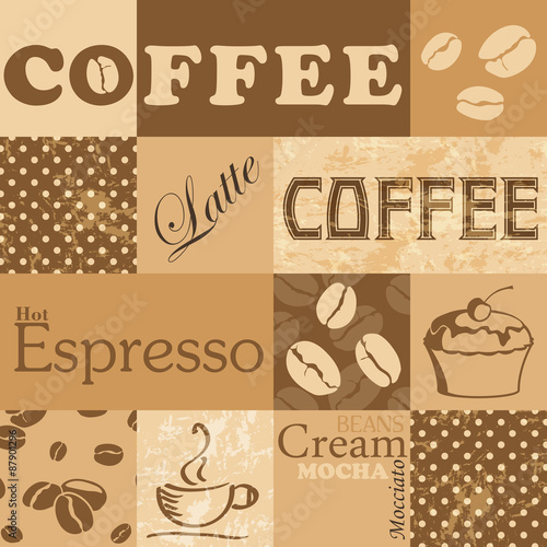 Vector seamless tiling patterns - coffee