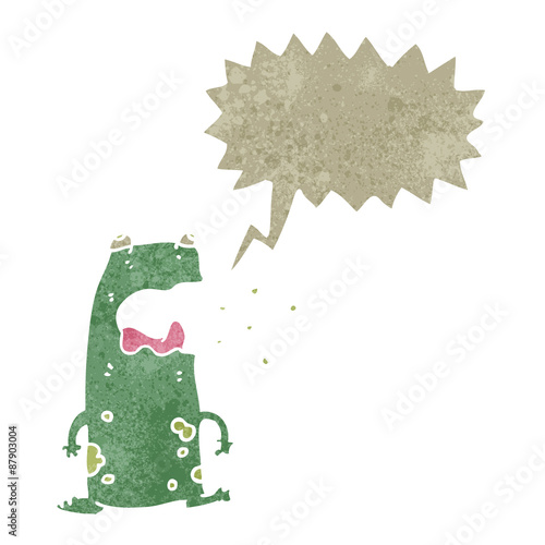 retro cartoon burping frog
