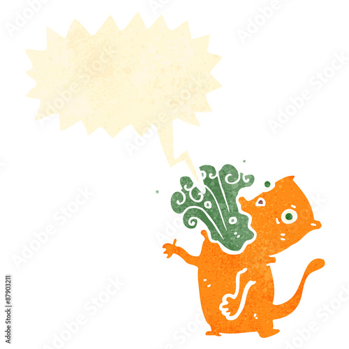 retro cartoon burping cat