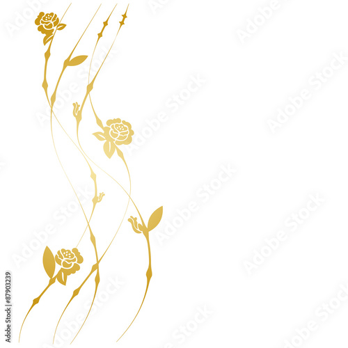 Goldene Blumenranke mit Rosenblüten