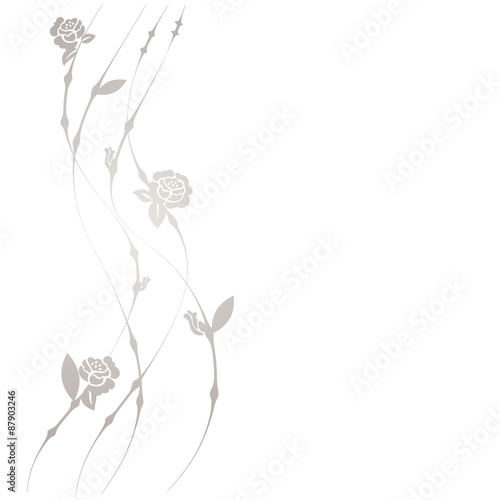 Silberne Blumenranke mit Rosenblüten