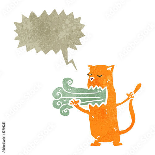 retro cartoon cat with bad breath