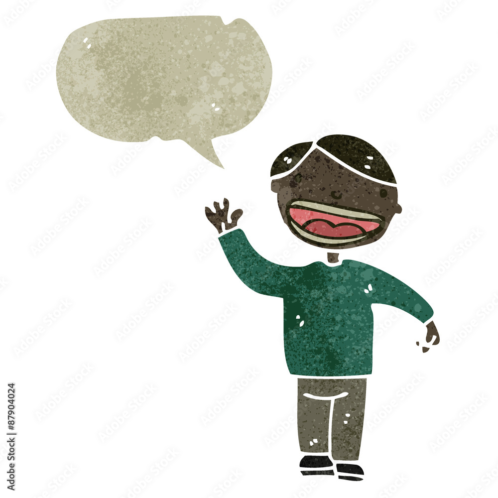 retro cartoon happy waving boy retro cartoon happy waving boy
