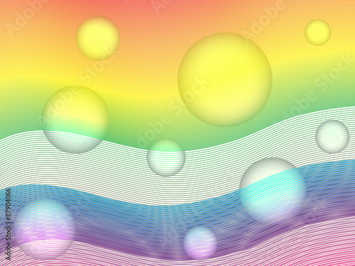 Abstract rainbow background with bubbles