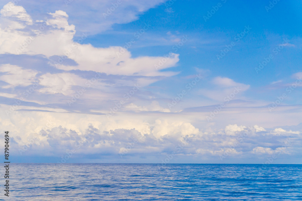 Summer landscape with sea and horizon over water