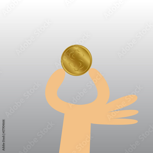Hand holding a coin.