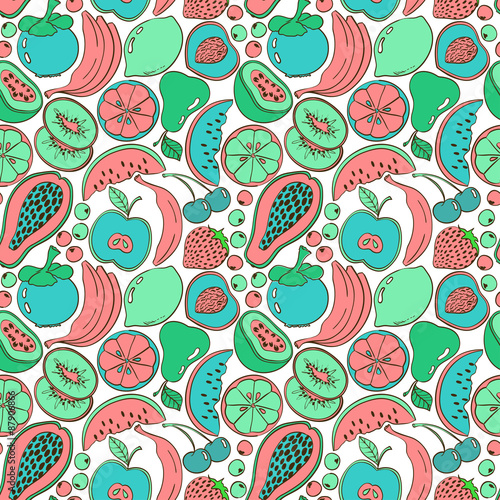 Abstract colorful fruit seamless pattern.