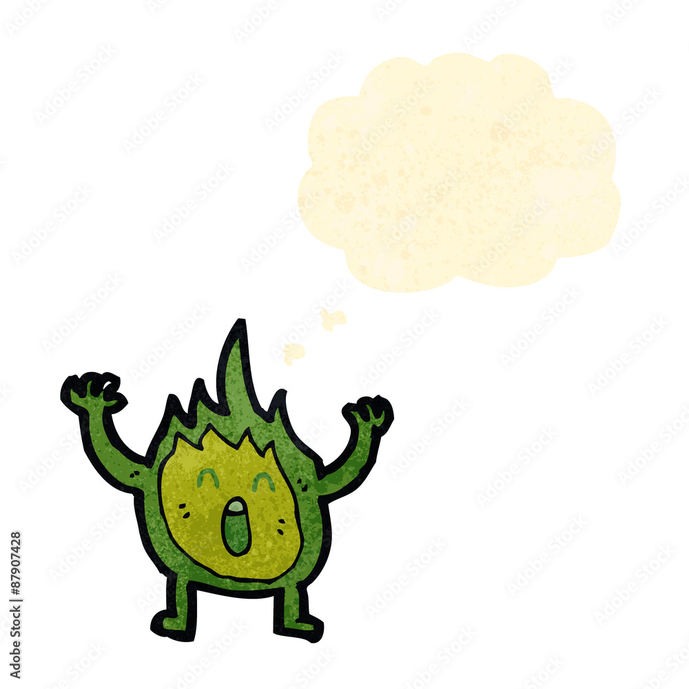 retro cartoon flame with thought bubble retro cartoon flame with thought bubble