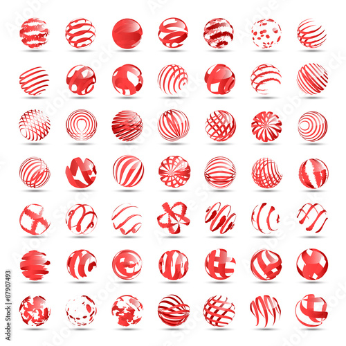 Sphere Icons Set - Isolated On White Background 