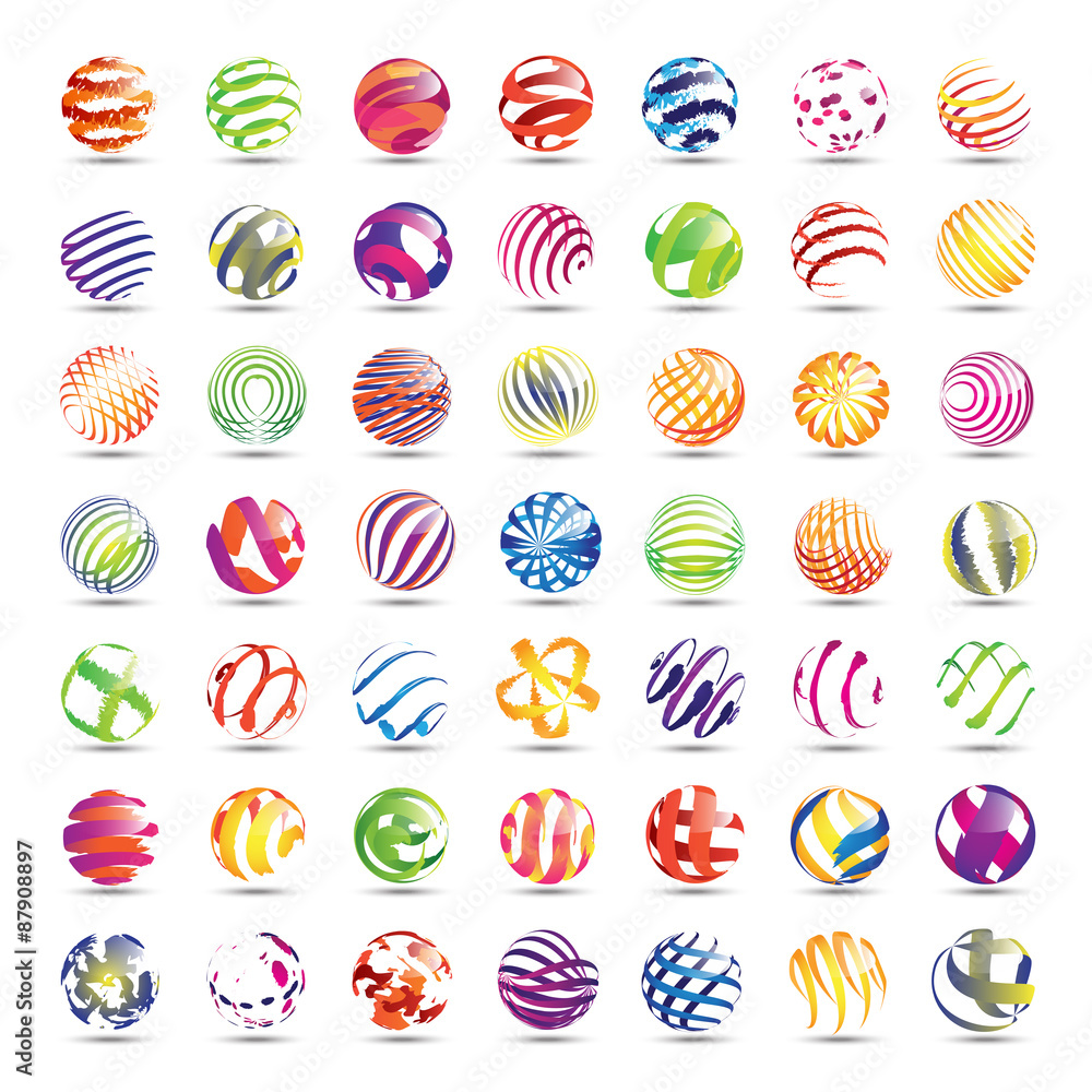 Sphere Icons Set - Isolated On White Background Sphere Icons Set - Isolated On White Background