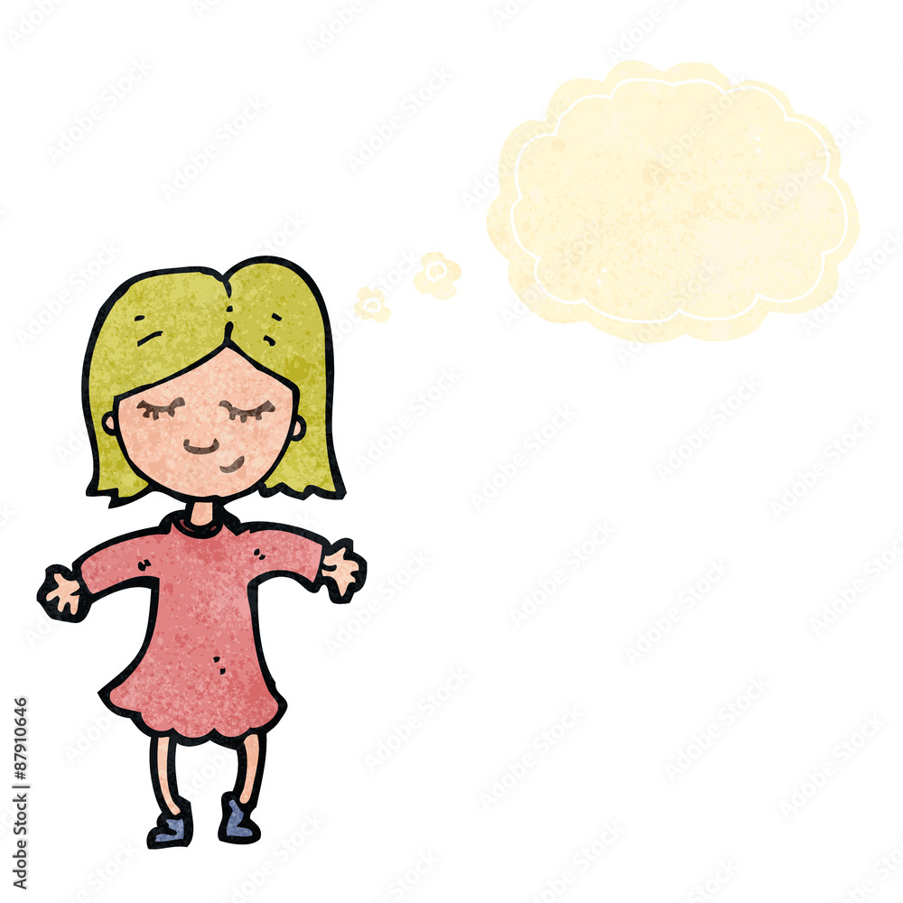 retro cartoon blond girl with thought bubble retro cartoon blond girl with thought bubble
