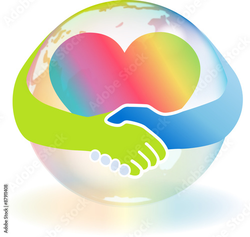 ハート　手をつなぐ地球