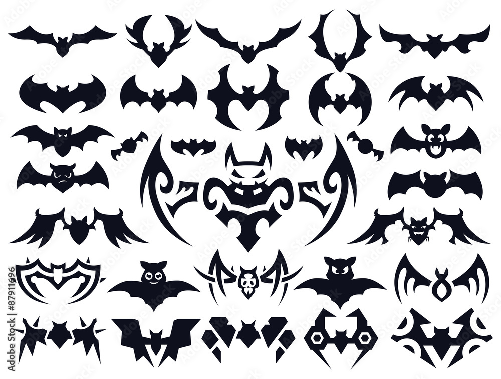 Fototapeta premium Bat Shapes Set for Halloween