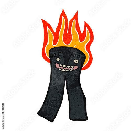 retro cartoon burning pants