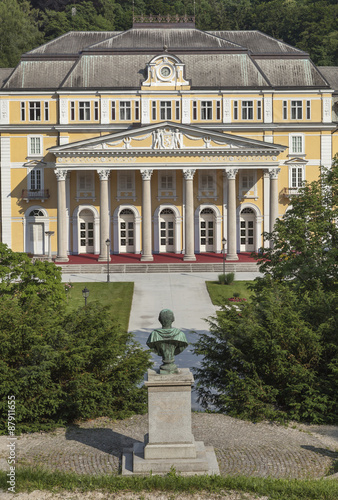 Park with Attems monument and spa building in Rogaska Slatina, Slovenia photo