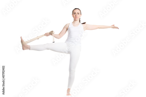 Yoga with props, Extended Hand-To-Big-Toe pose