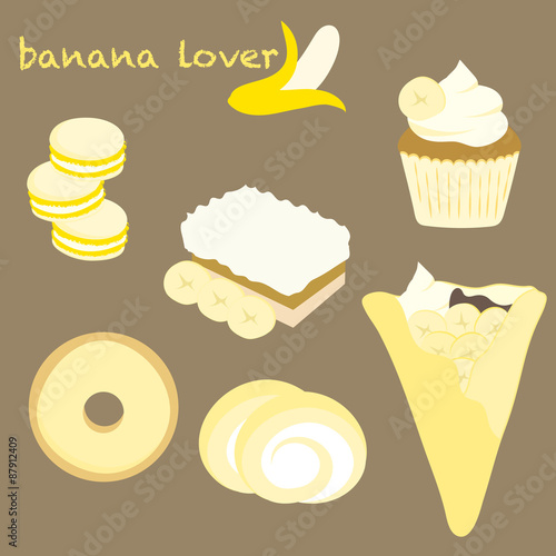 Sweet dessert banana flavor set.