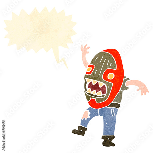 retro cartoon tribal mask man shouting