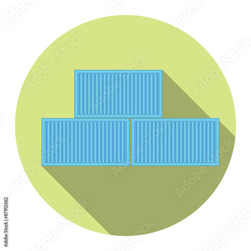 Vector illustration. Flat cargo container. Packaging Post service and delivery concept icon.