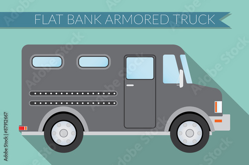 Flat design vector illustration city Transportation, bank armored Truck, side view