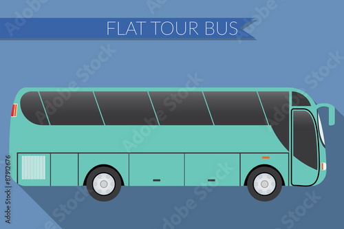 Flat design vector illustration city Transportation, Bus, intercity, long distance tourist coach bus, side view