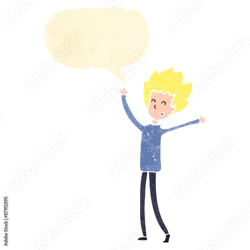 retro cartoon happy blond person
