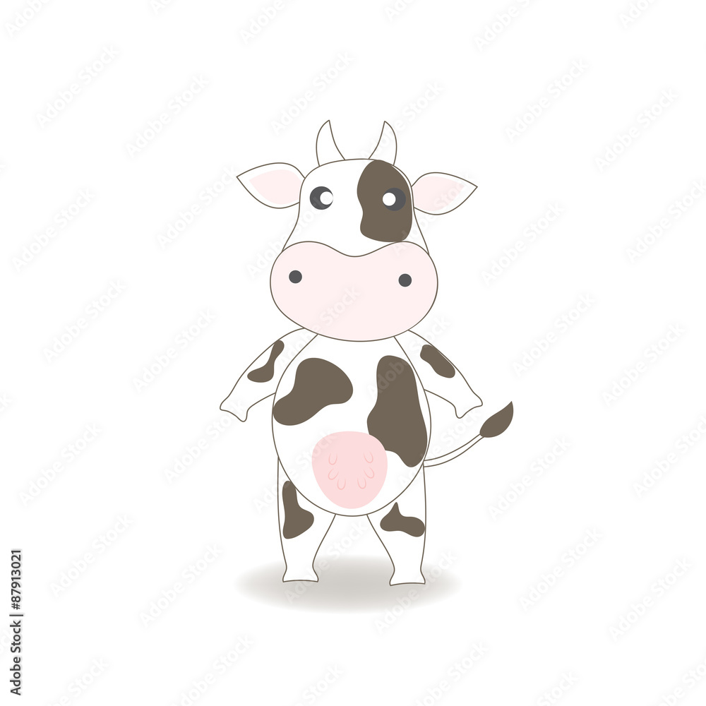 Cute cow cartoon standing isolated. Stock Vector | Adobe Stock