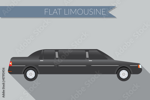 Flat design vector illustration city Transportation, limousine, side view