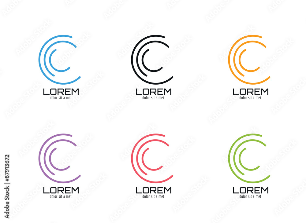 Vector logo template. Abstract circle shape and symbol, icon or