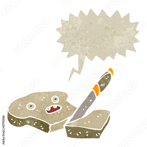 retro cartoon slice of toast character