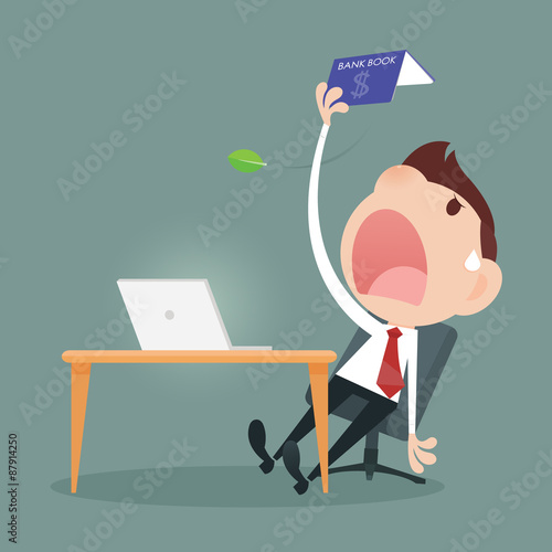 Businessman losing money from a bookbank
